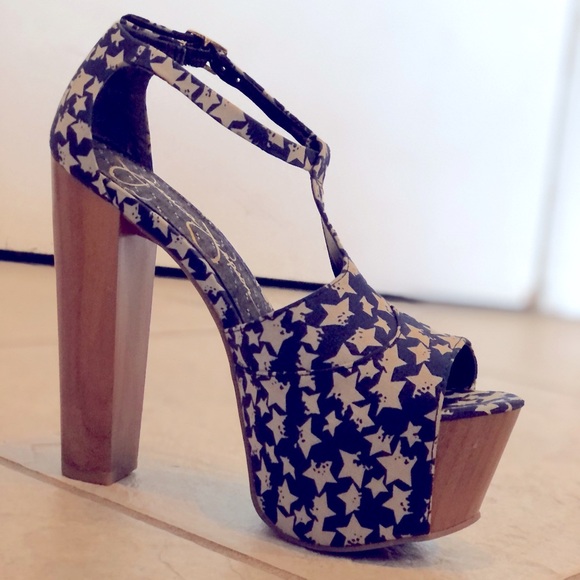 ⭐️Jessica Simpson Dany T-Strap Platforms- Blue American Stars ⭐️ - Picture 2 of 13
